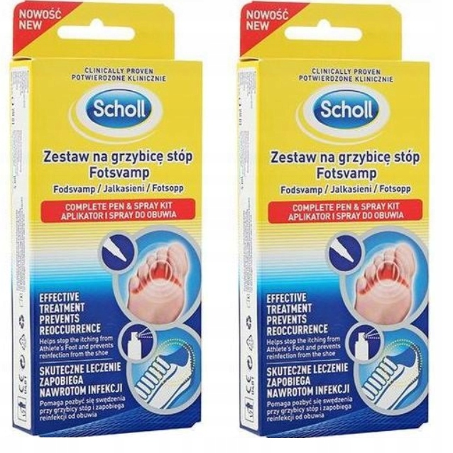 2 x SCHOLL zestaw na grzybicę stóp, aplikator + spray