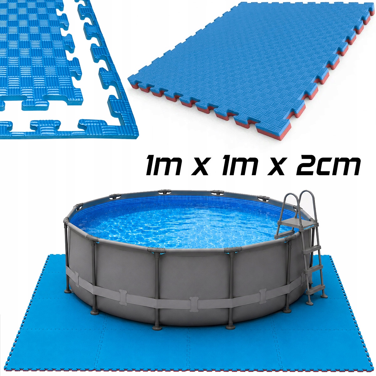 Mata pod basen gruba 2cm miękka pianka wodoodporna podkład puzzel 1m x 1m