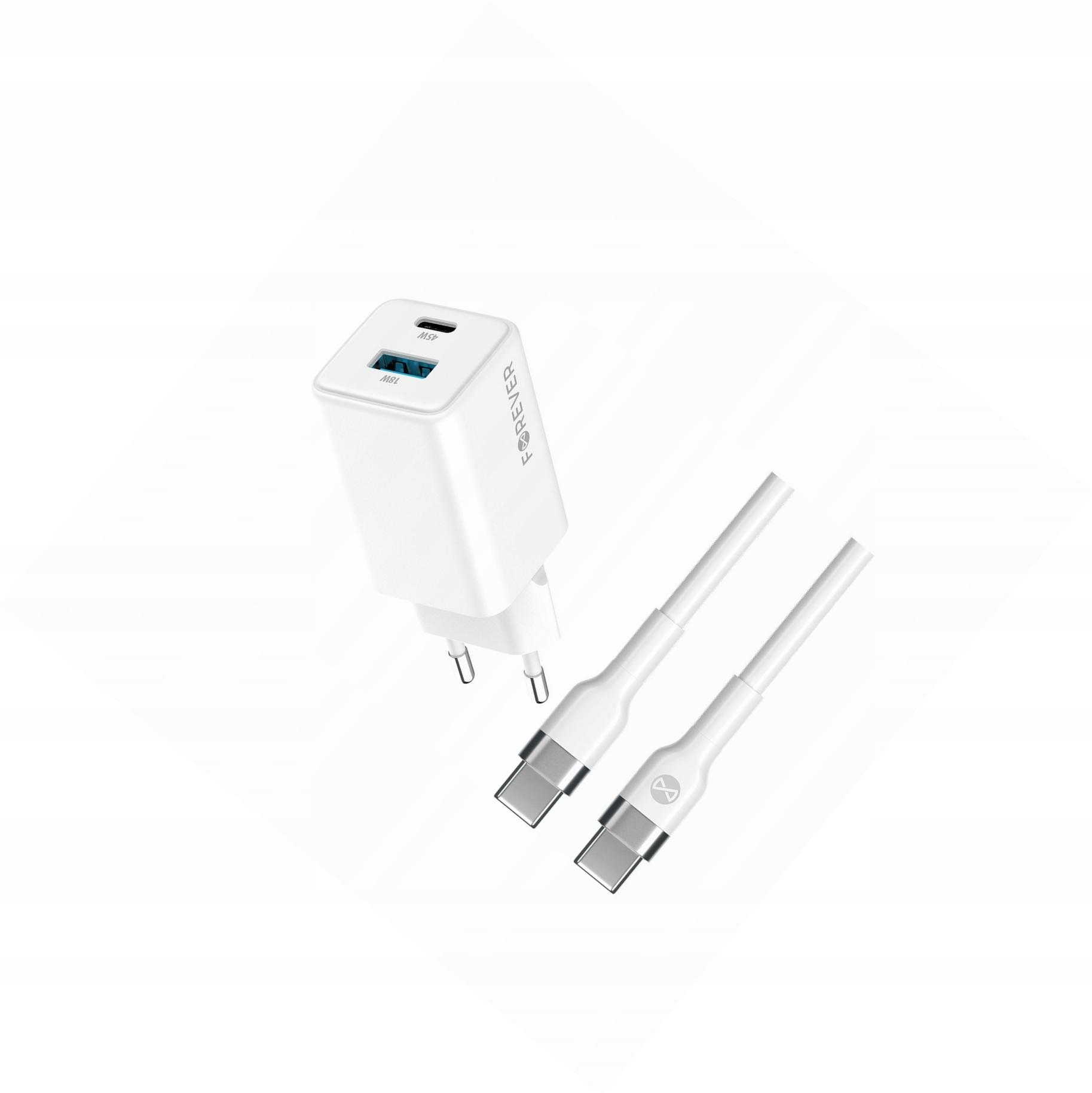 Szybka ładowarka GaN 45W 2 wejścia Usb i Usb-c z kablem do Sony Xperia 10