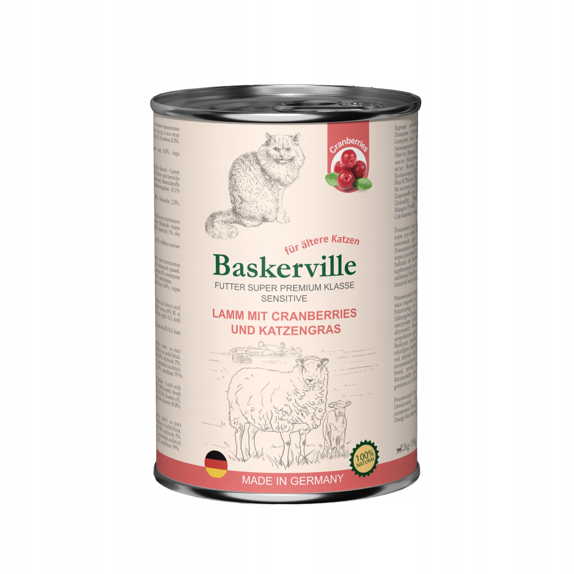 Levně Baskerville Premium mokré krmivo pro kočky Senior Jehněčí maso Sensitive 6x400 g