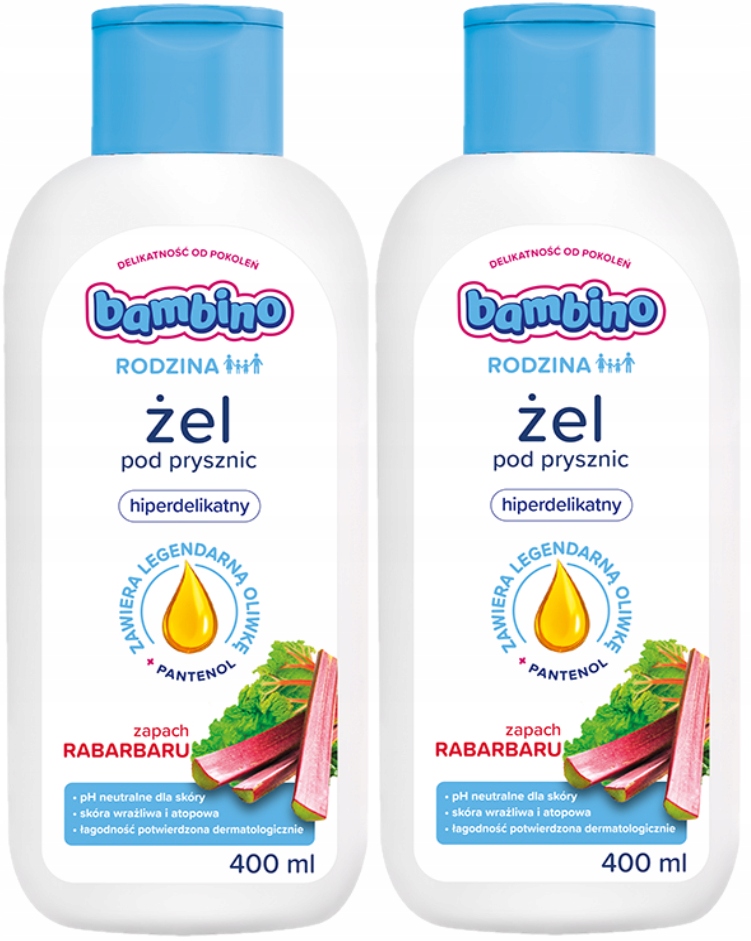 Żel pod prysznic BAMBINO RODZINA Rabarbar 2x 400 ml Zestaw