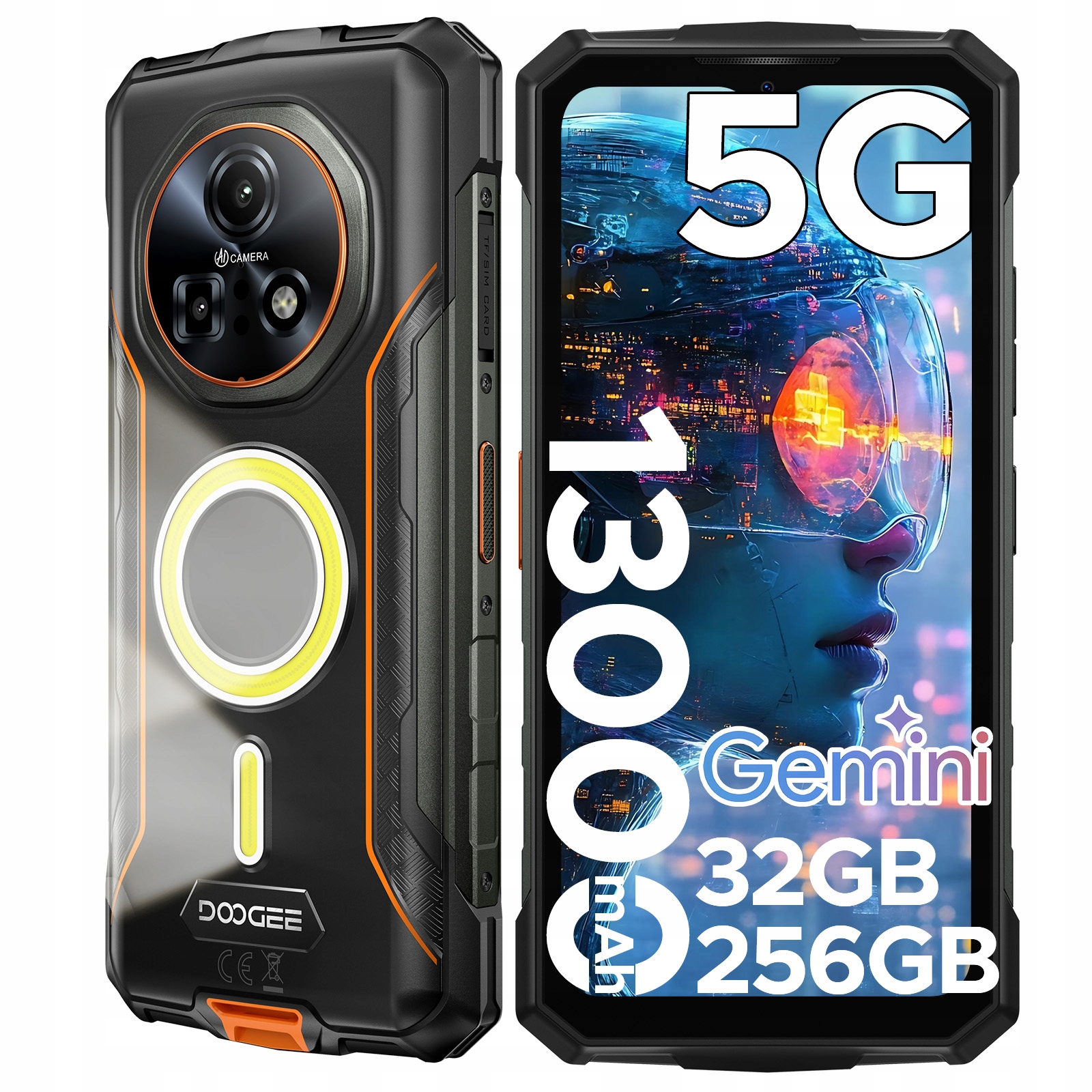 Doogee Fire7Pro Smartphone 5G 32+256B 6.6"13000mAh 64MP/NFC/DUAL SIM/IP69K