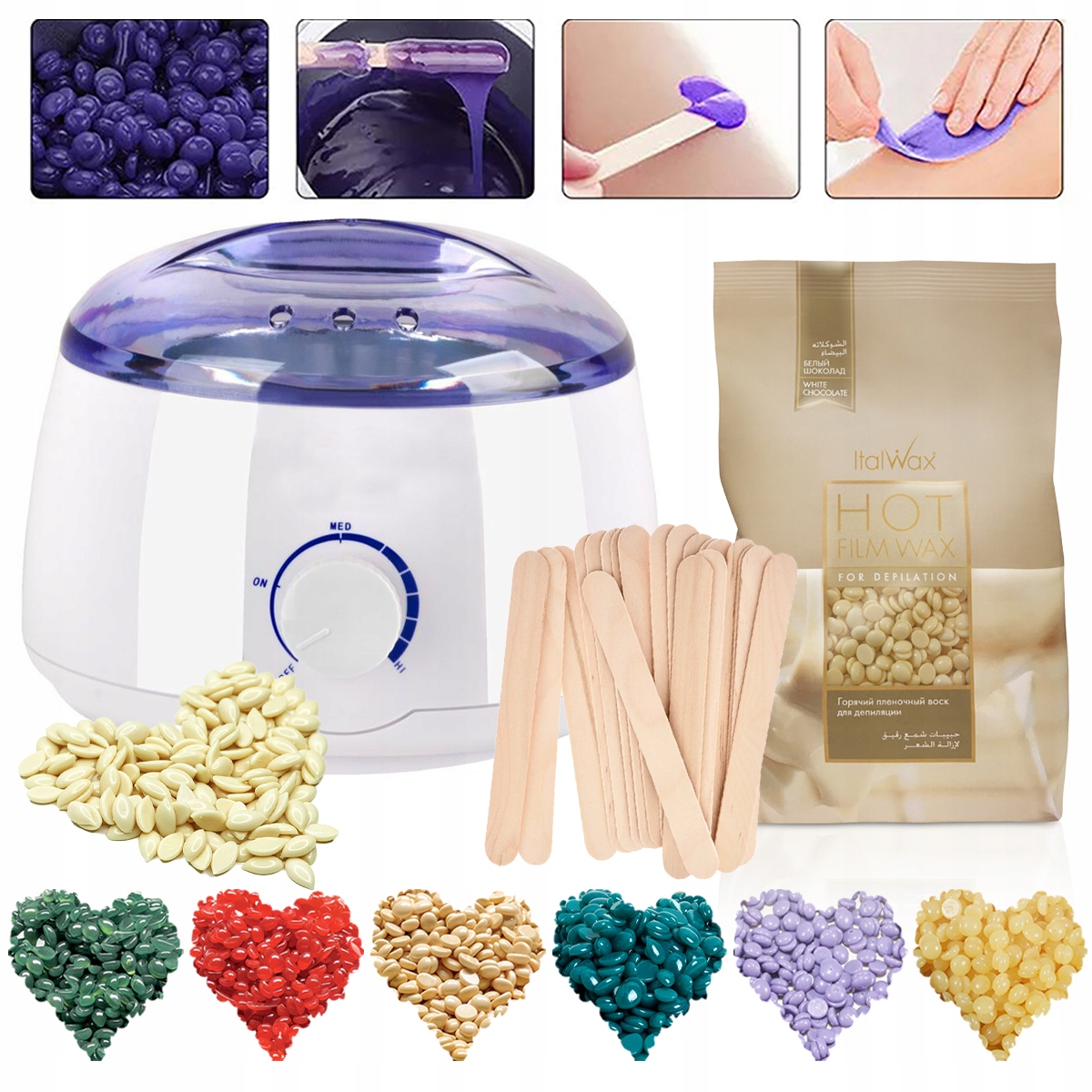 Zestaw do depilacji WOSK PODGRZEWACZ SZPATUŁKI