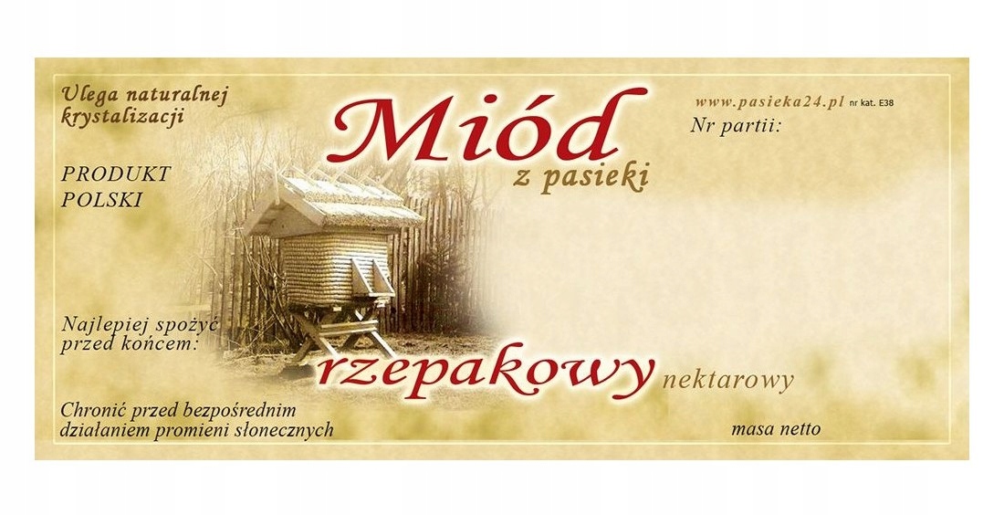 

Etykieta na miód Rzepakowy 100szt Retro