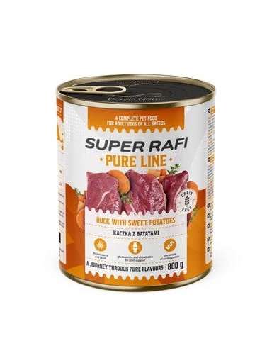 4x Rafi Pure Line Vlhké krmivo pro psy kachna s batáty 800 g