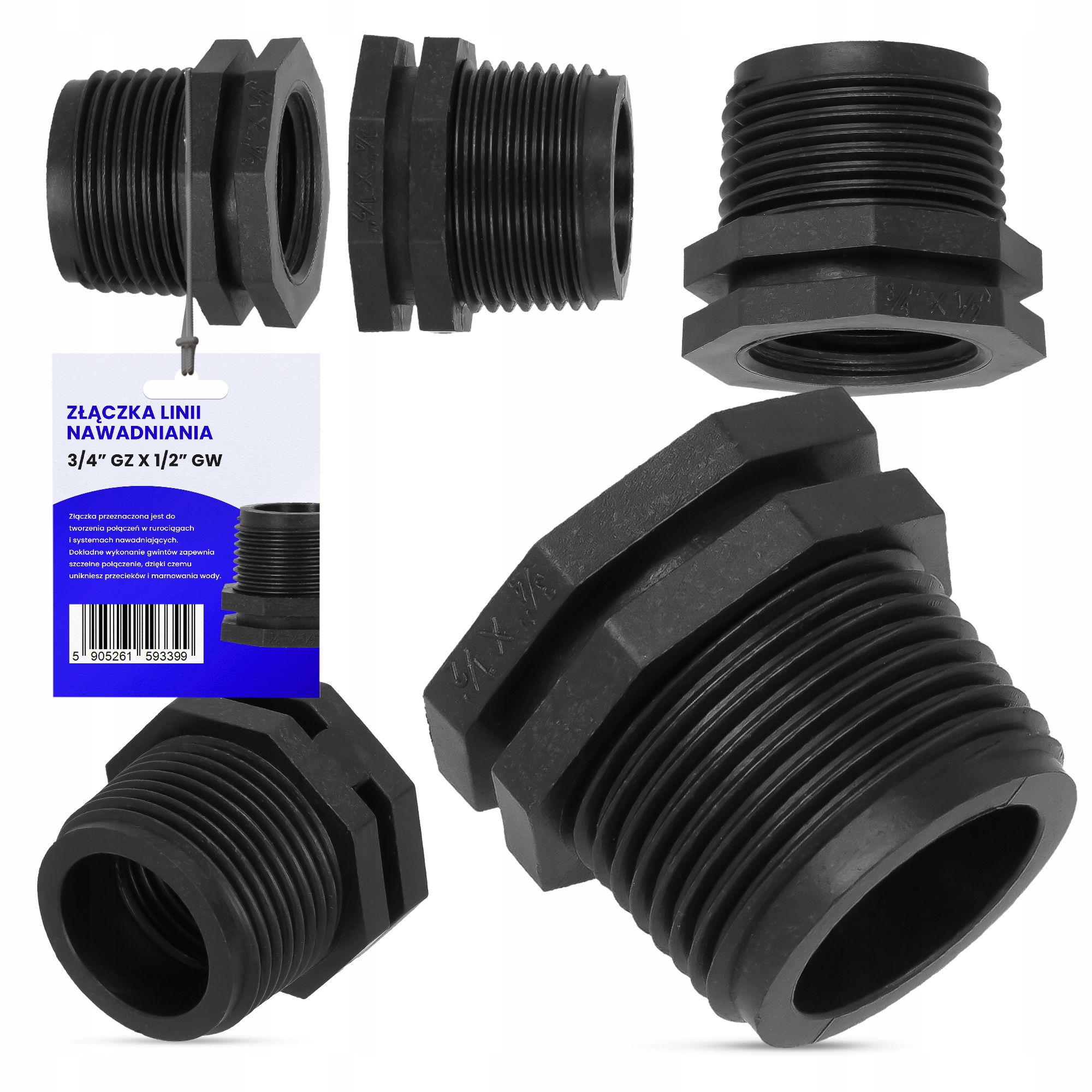 

Złączka Nypel Redukcja Nawadniania 3/4 Gz x 1/2 Gw