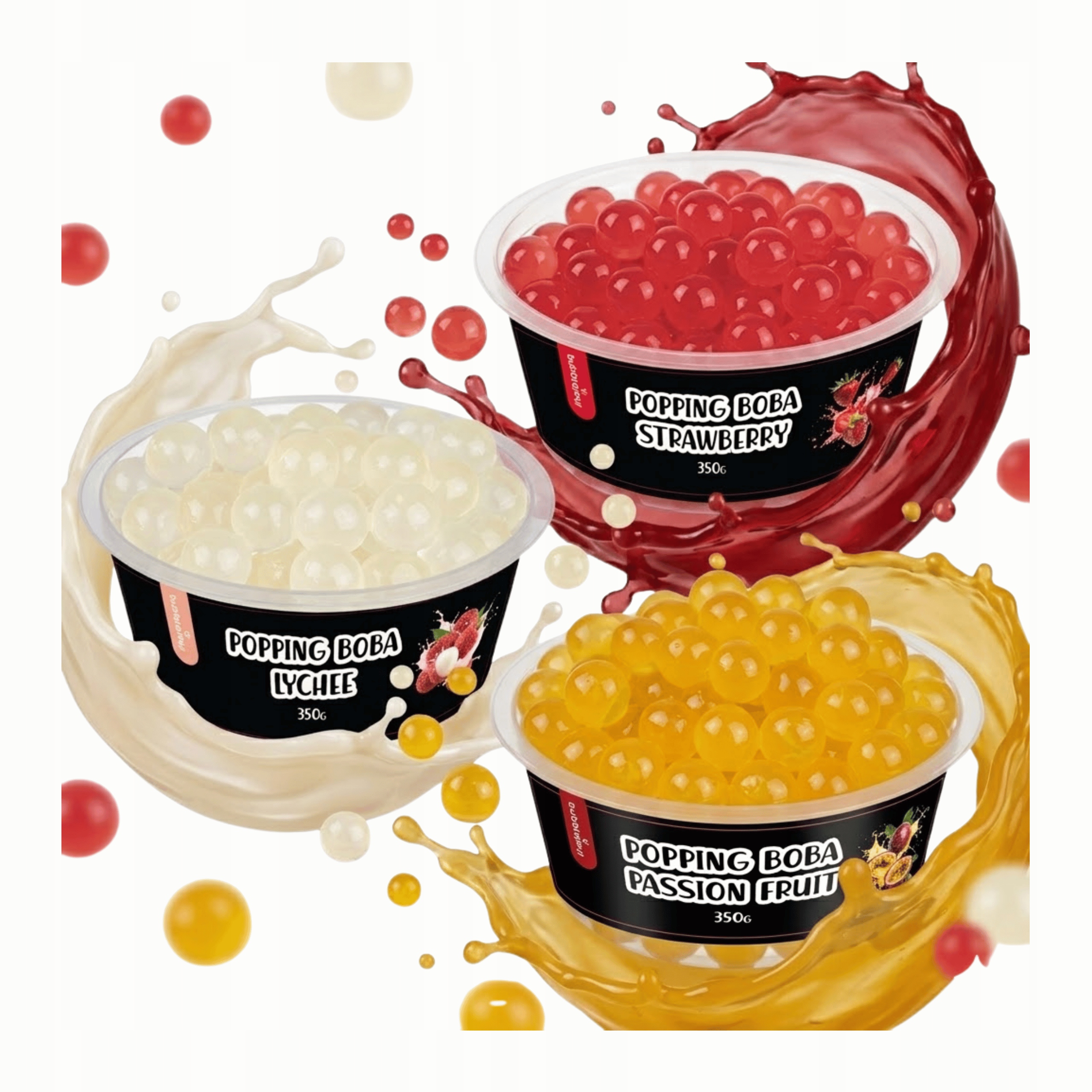 Zestaw Kulki Popping Boba Bubble Tea Kawior Molekularny Bubblejoy 3x 350g