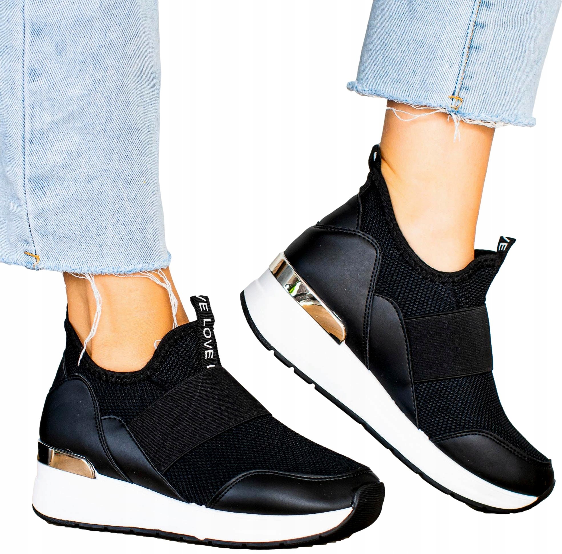 

Wsuwane Sneakersy Damskie Buty Sportowe Black 40