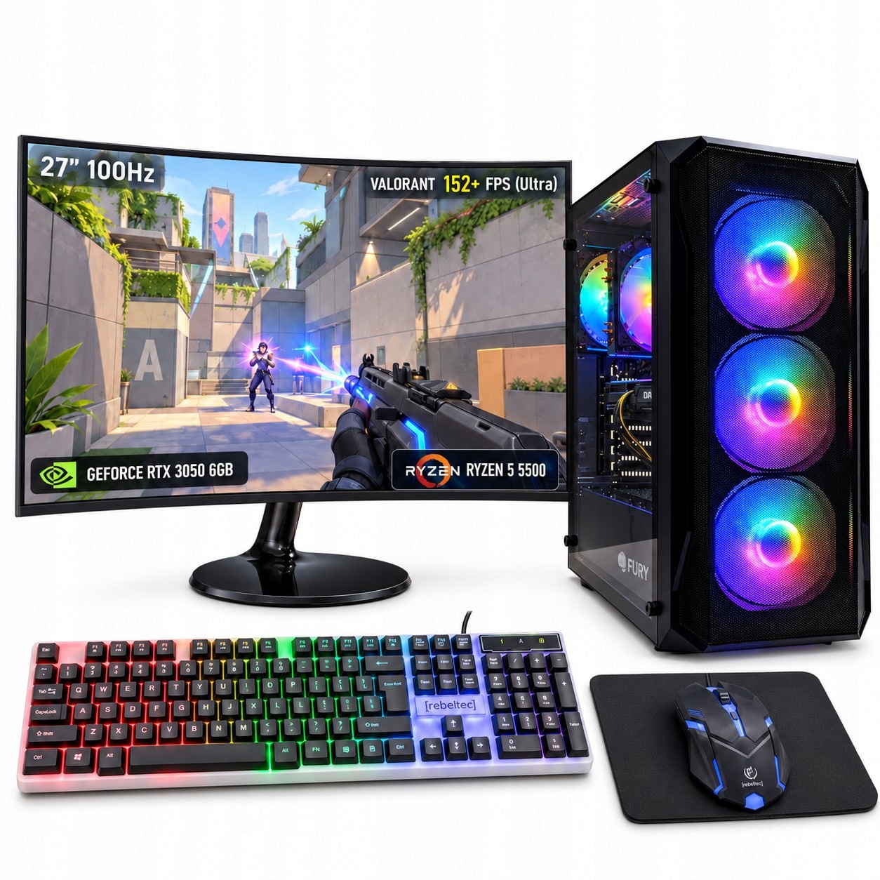 Gamingová Sada Ryzen 5 5500 32GB Rtx 3050 6GB Ssd 1TB Monitor 27 100Hz