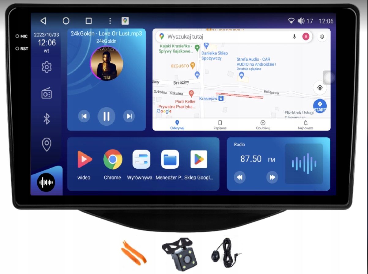 Radio Android Nawigacja Qled Carplay 128GB Peugeot 107 Toyota Aygo 2 16-20