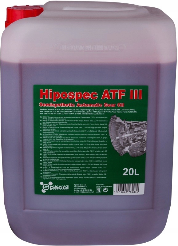 OLEJ SPECOL HIPOSPEC ATF III 20L PÓŁSYNTETYCZNY / PRZEKŁADNIOWY DEXRON III
