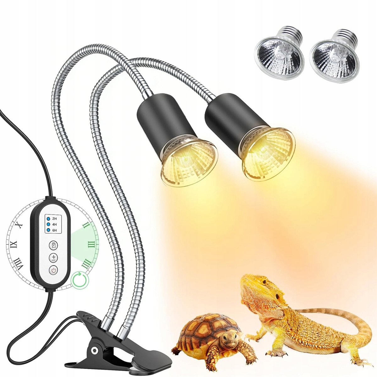 Levně Zásuvka E27 dvojitá lampička s klipem, Uva, Uvb E27 se 2 Žárovkami