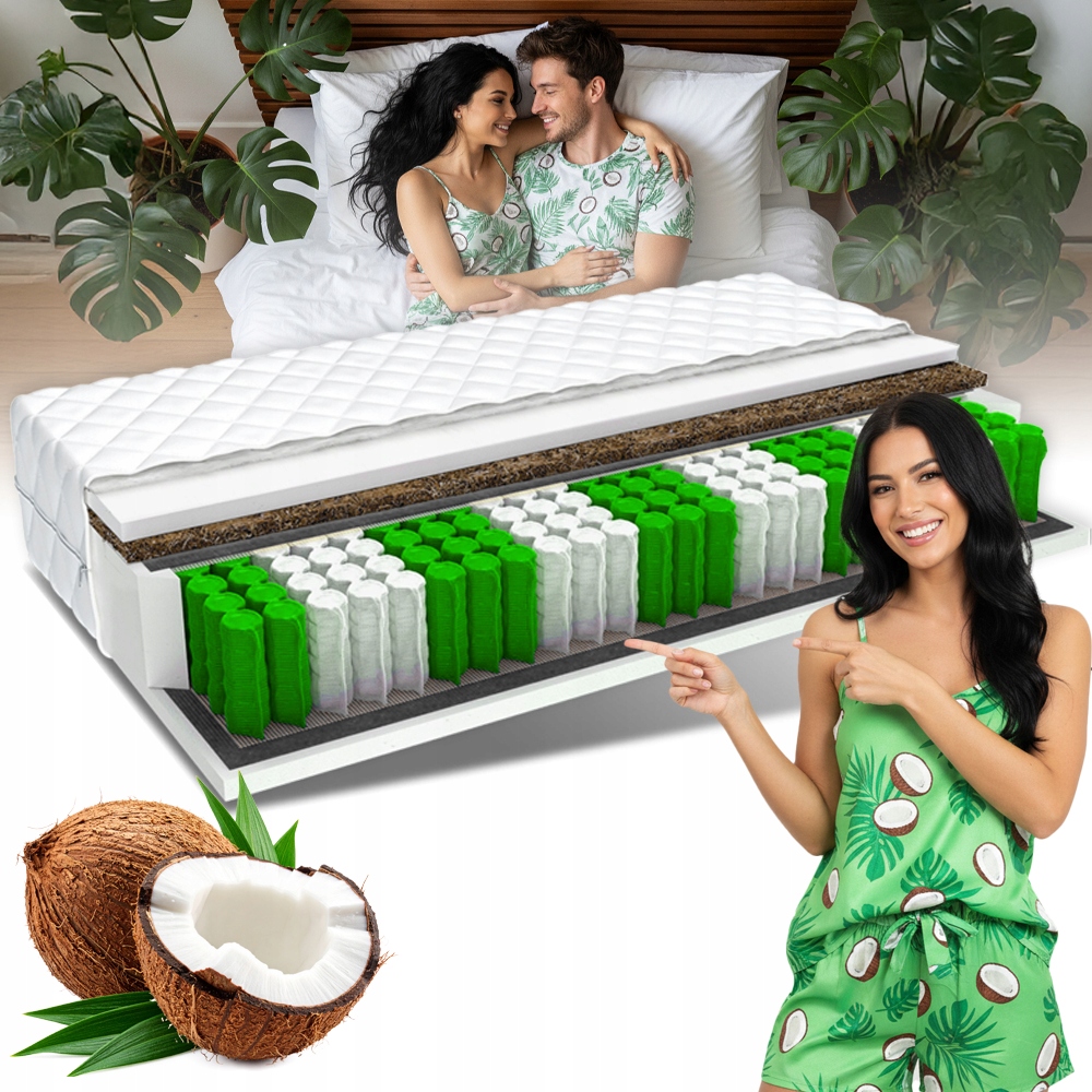 Materac Sprężynowy Kieszeniowy Kokos 90x200 H3/H4 Dwustronny 17cm
