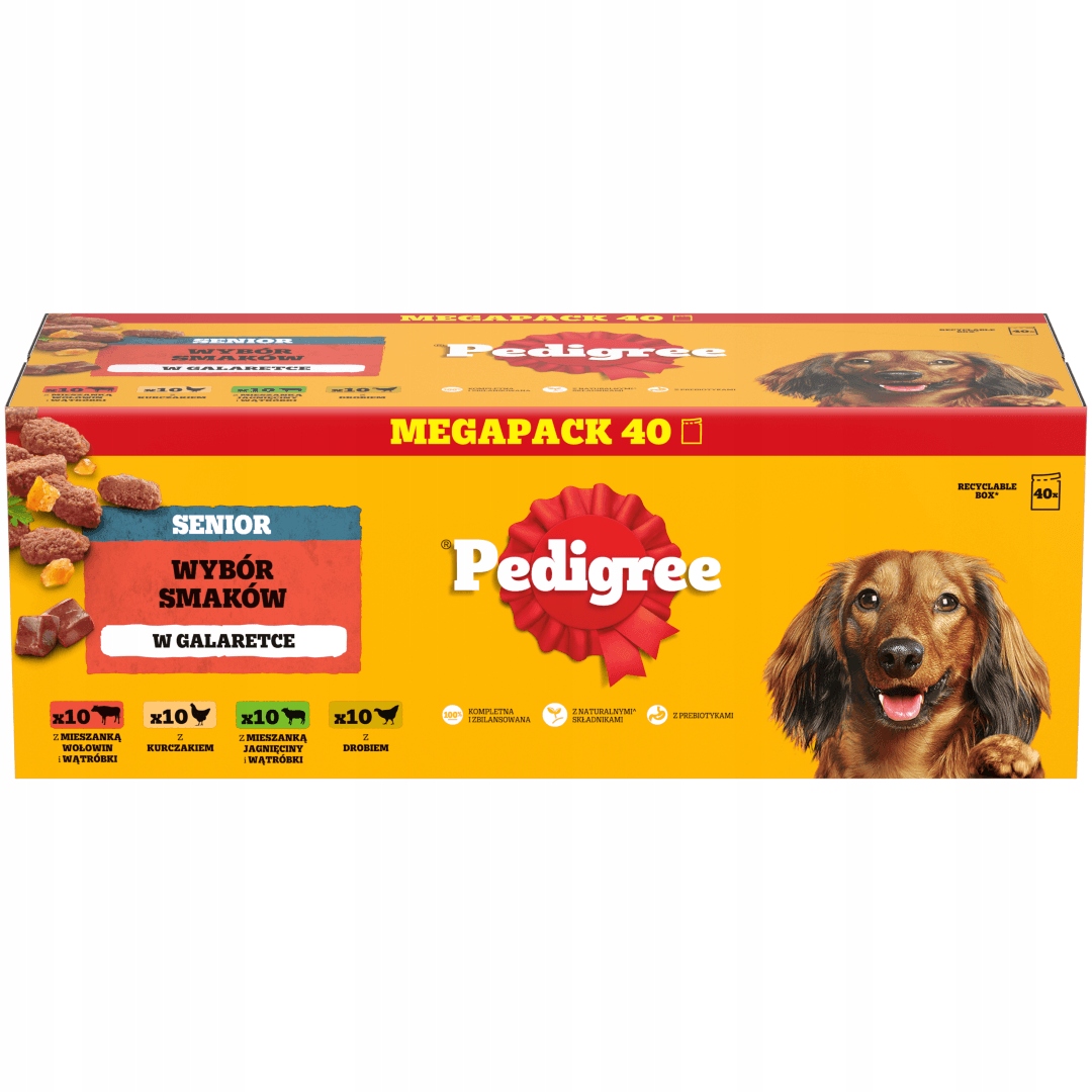 Pedigree Senior Výběr příchutí v želé 40x100g Vlhké Krmivo pro psy