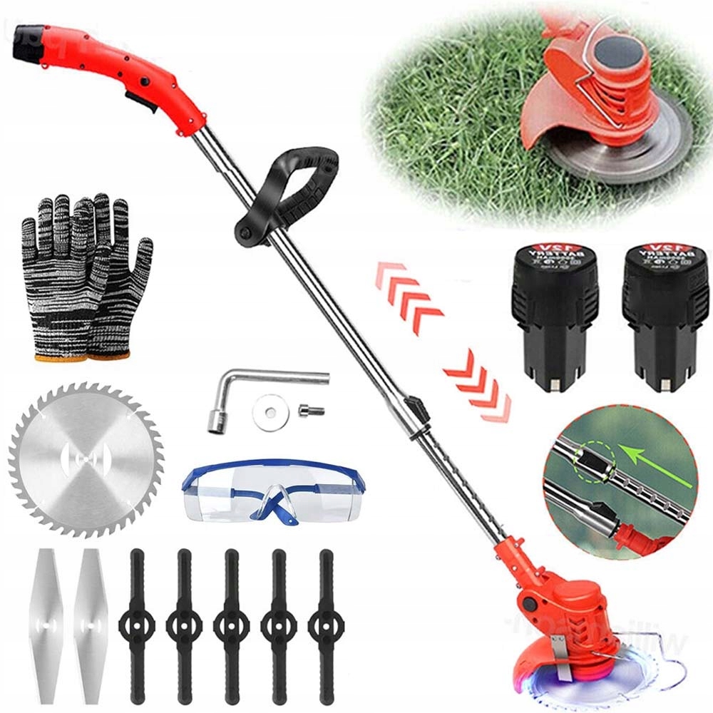 Akumulatorowa Podkaszarka Kosa Ogrodowa Wykaszarka Trawy Zestaw 650W 2x Aku