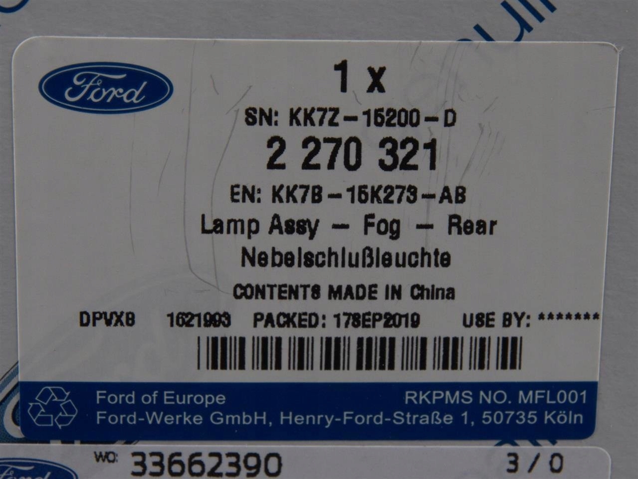 SWIATLO PRZECIWMGIELNE LEWY TYL EDGE 2018 EUROPA Installation side left