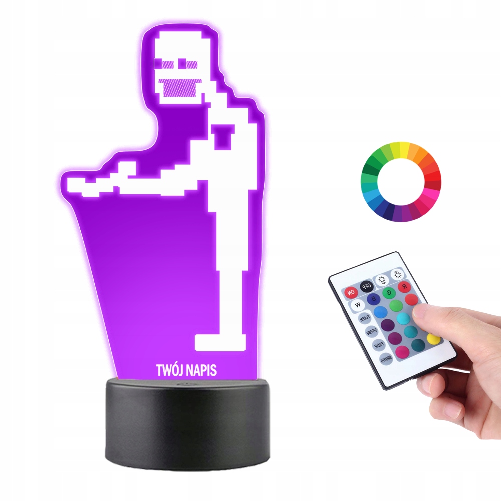 LAMPKA na SZKLE Statuetka FNAF Purple Guy 3D LED RGB + PILOT 16 KOLORÓW ...