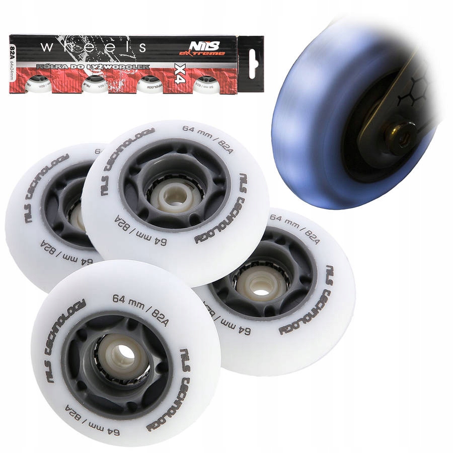 

Komplet 4x Kółka Do Rolek Kauczukowe 64 mm Led