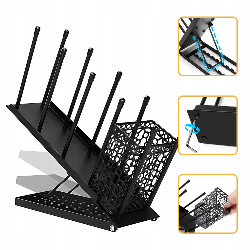 Organizér Na Šálky Kovový 4 Komory 100 Hrnků Černý Kancelář Kavárna