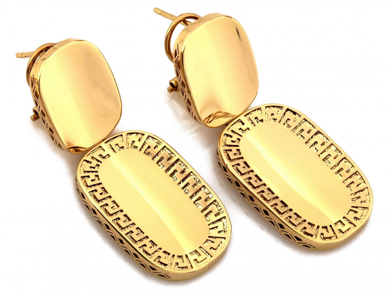 Zlaté Náušnice 585, čtvercové, závěsné, 7,14 g, elegantní, dárek pro ženy