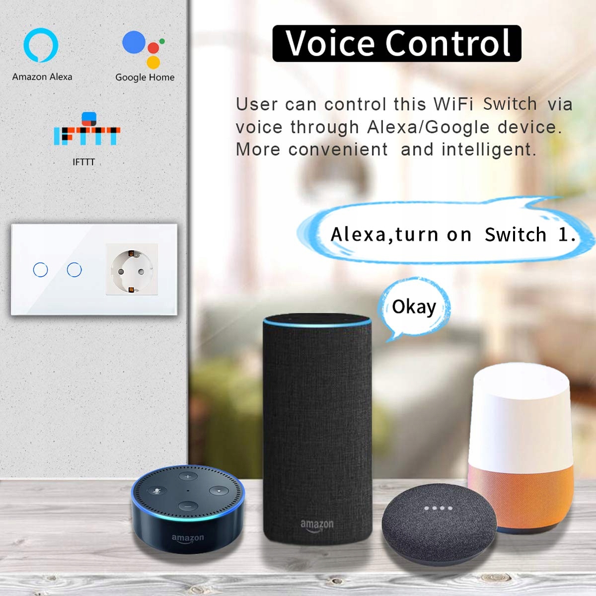 CNBINGO Inteligentny Włącznik Dotykowy Z Gniazdkiem Schuko Biały WiFi Alexa — miniatura 7