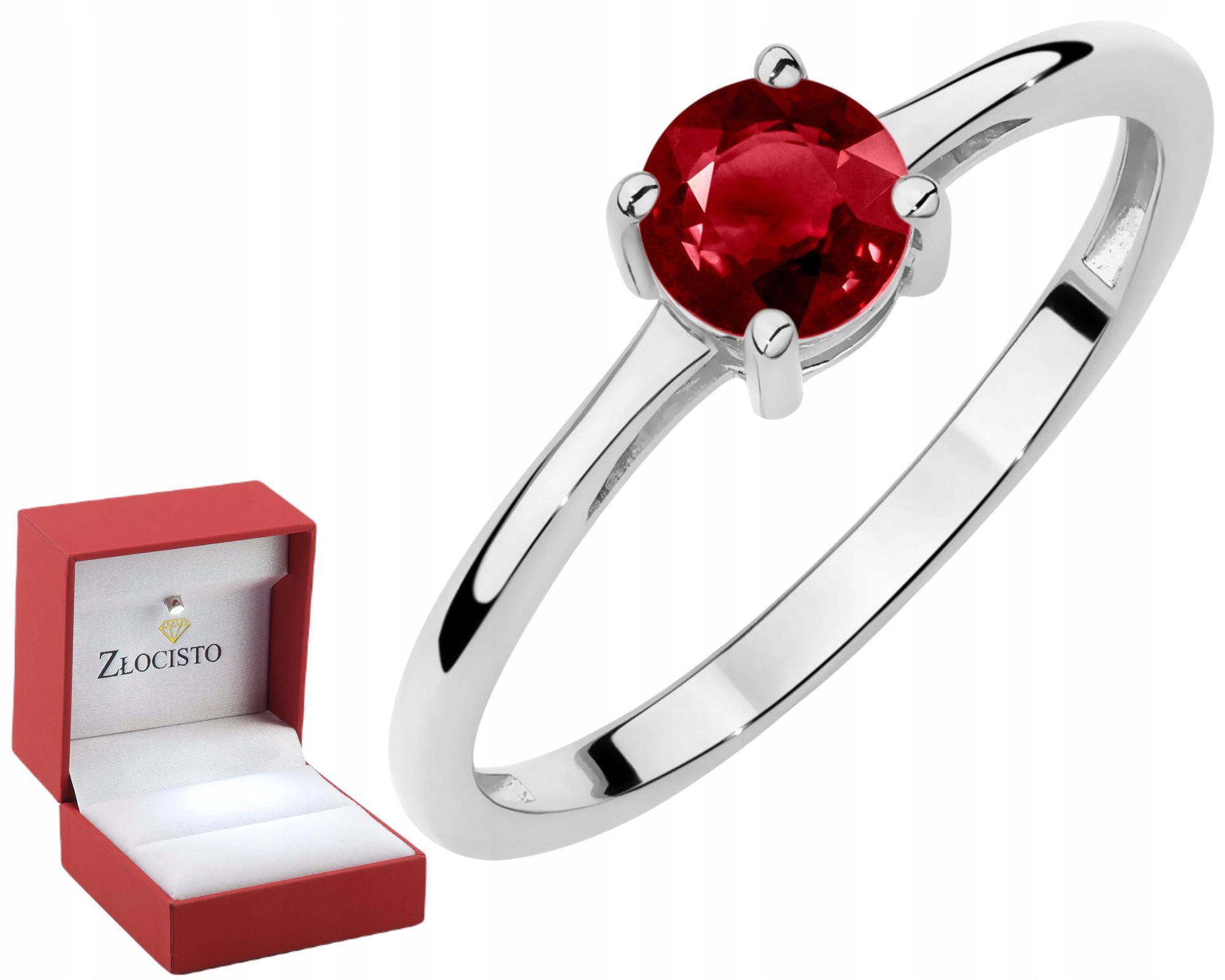 Bílý Zlatý Prstýnek S Granátem Zlato 585 Elegantní Moderní