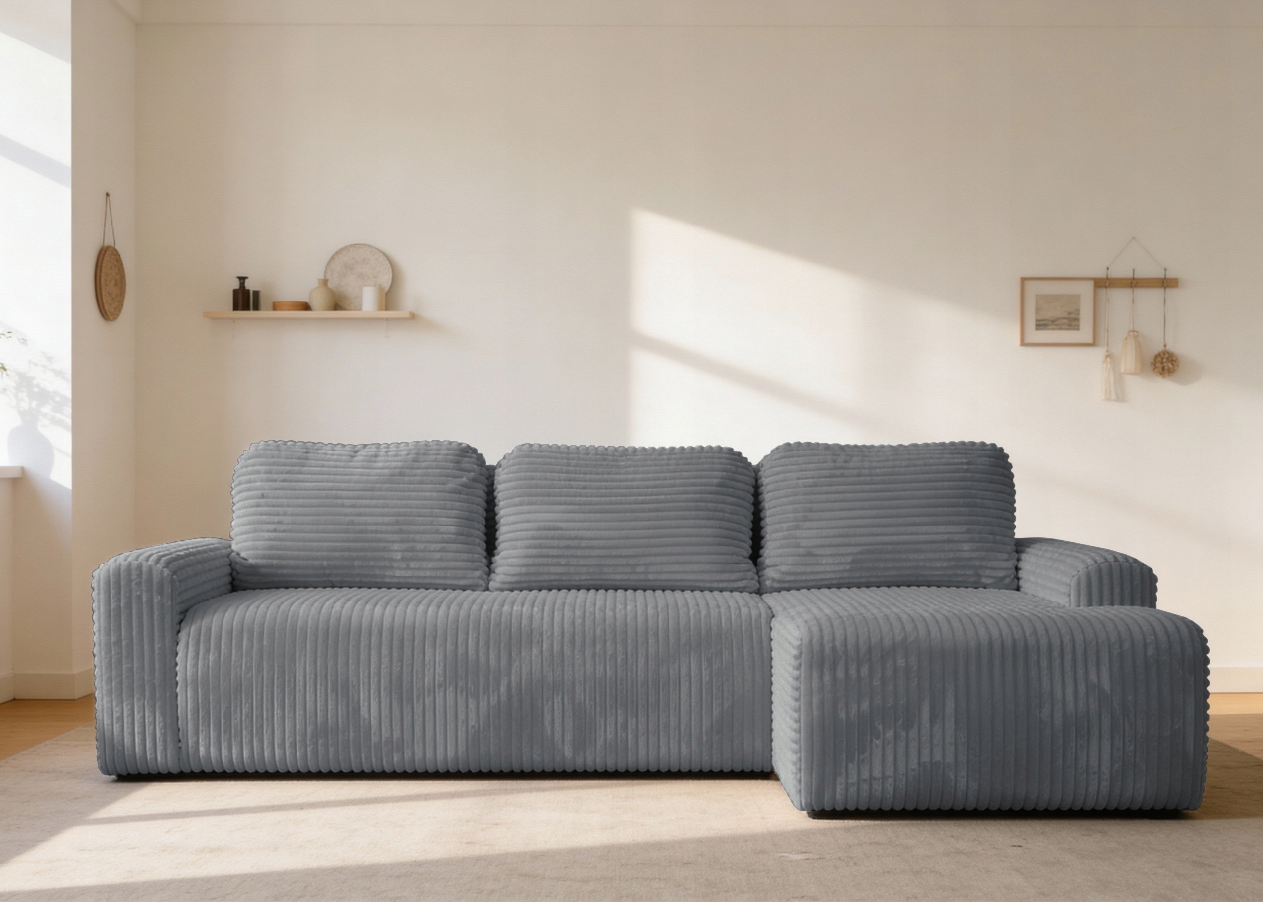 Rohová Sedací Souprava s funkcí spaní Nesso pravá s úložným prostorem na povlečení tmavě šedá