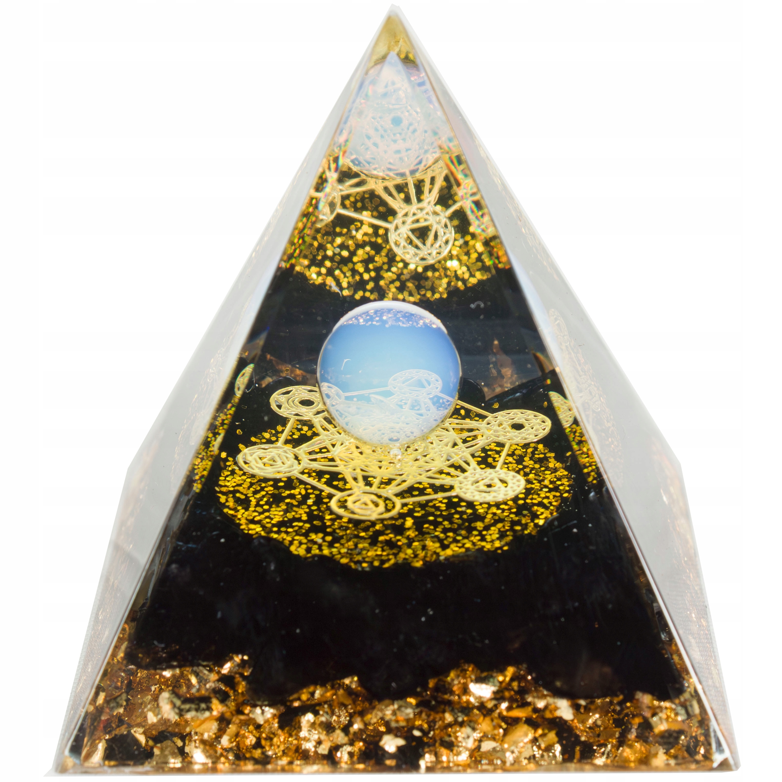 Piramidka Orgonit Agat Biały Turmalin Czarny Harmonia Reiki Feng Shui 5 cm