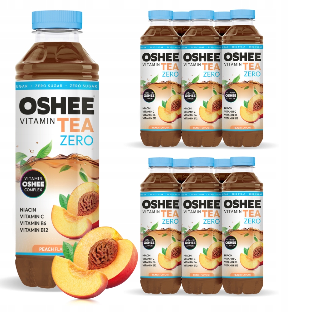 12x OSHEE ZERO Vitamin Tea brzoskwinia 555 ml