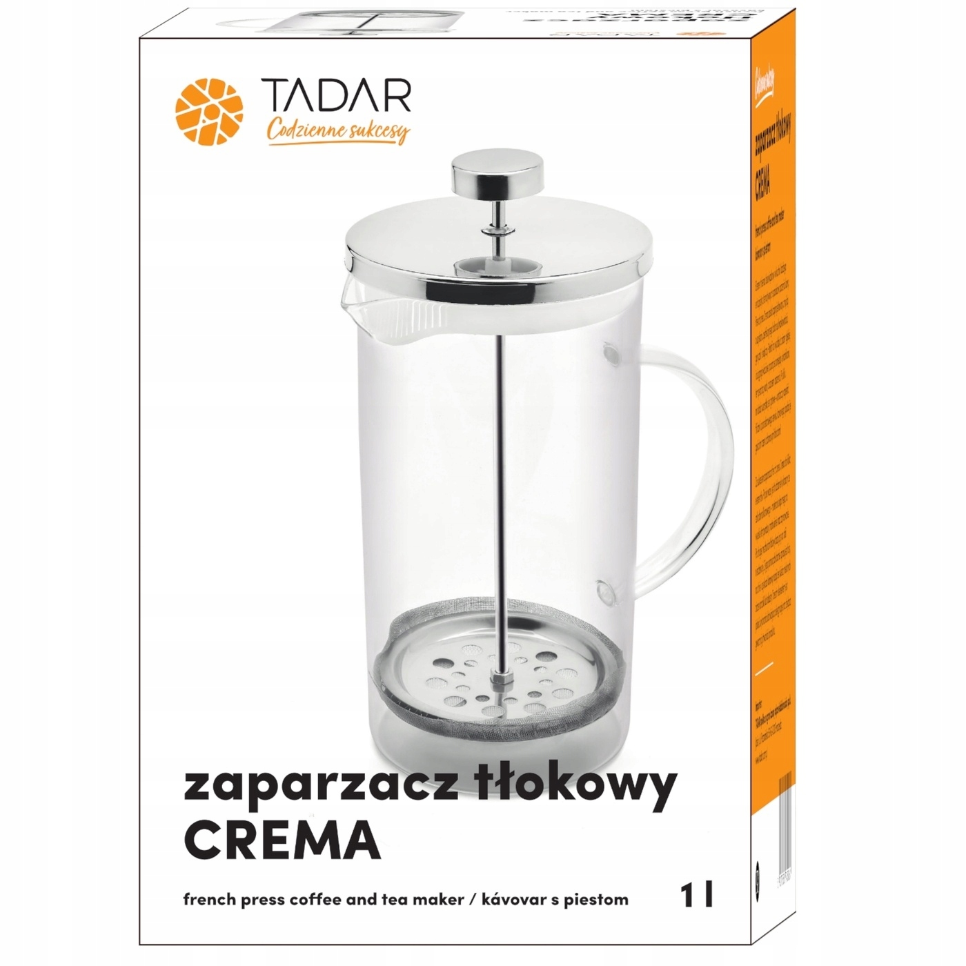 ZAPARZACZ do HERBATY tłokowy DZBANEK do KAWY szkło borokrzemowe zmywarka Pojemność 1000 ml