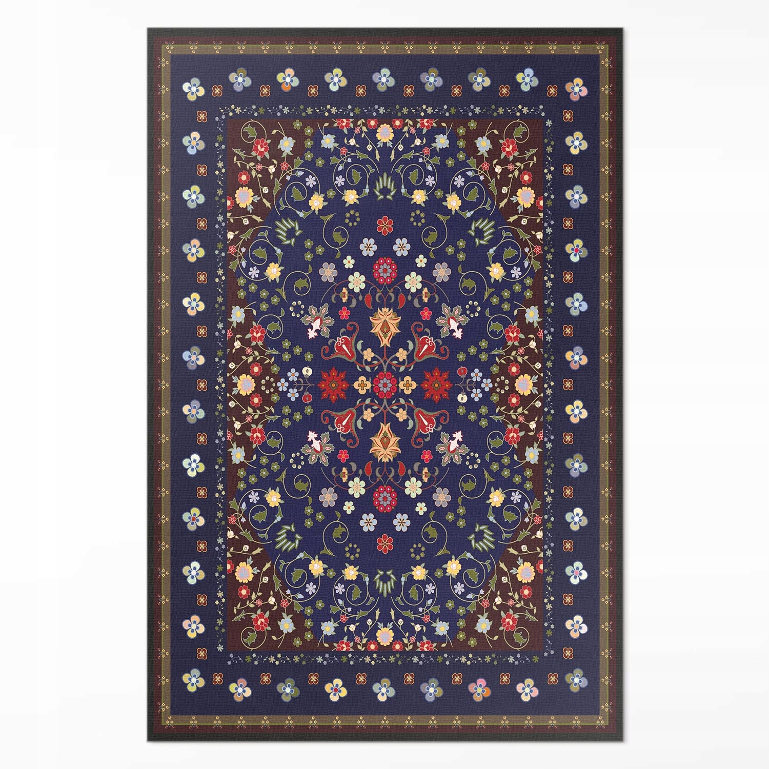 Pvc koberec do domu Krásne malé kvety s vintage rastlinným motívom Veľký 140 x 210 cm