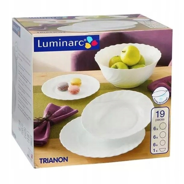 

Komplet obiadowy 19 el. Trianon szkło hartowane