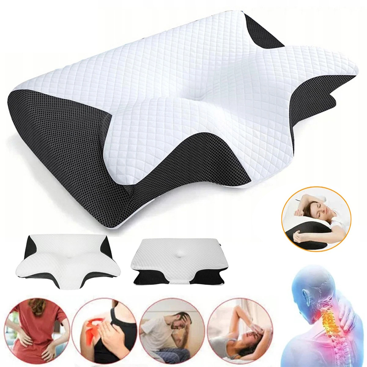 Ergonomiczna poduszka pod szyję z pianki memory – ortopedyczna, do snu