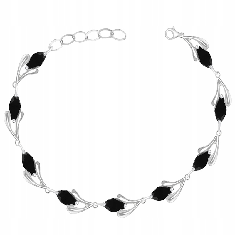 Stříbrný Dámský Náramek Na Ruku S Černými Zirkony Stříbro 925