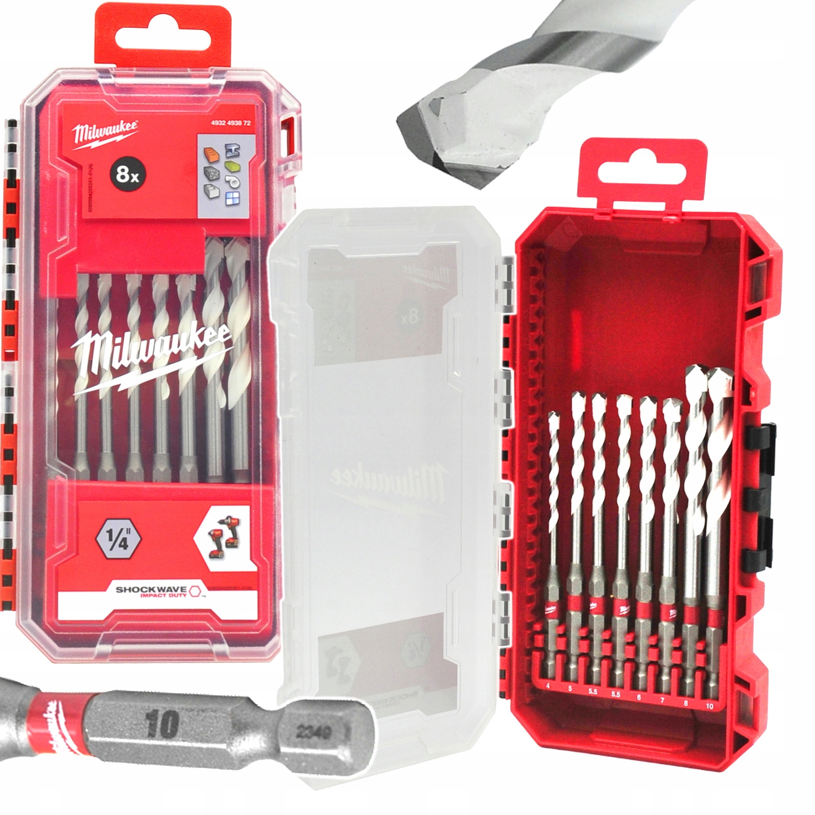 Milwaukee 4932493872 Zestaw wierteł uniwersalnych 4-10 mm 8 sztuk 1/4 hex