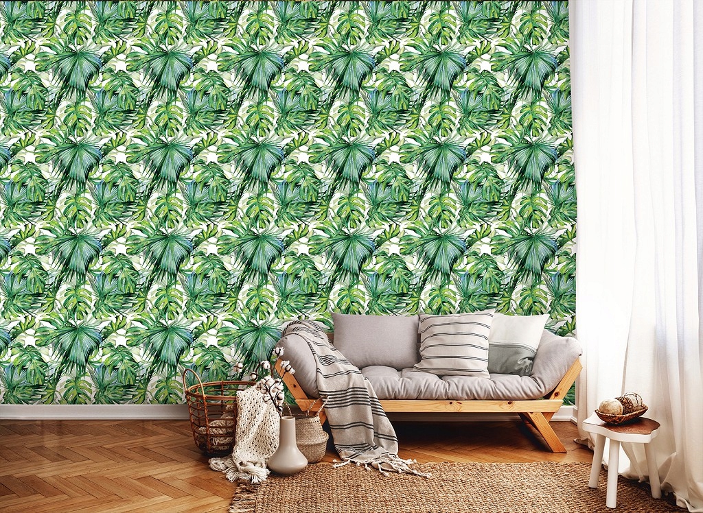 Fototapeta Vinylové listy Palmy Monstera na bielom pozadí Tropiky 368x254 lepidlo