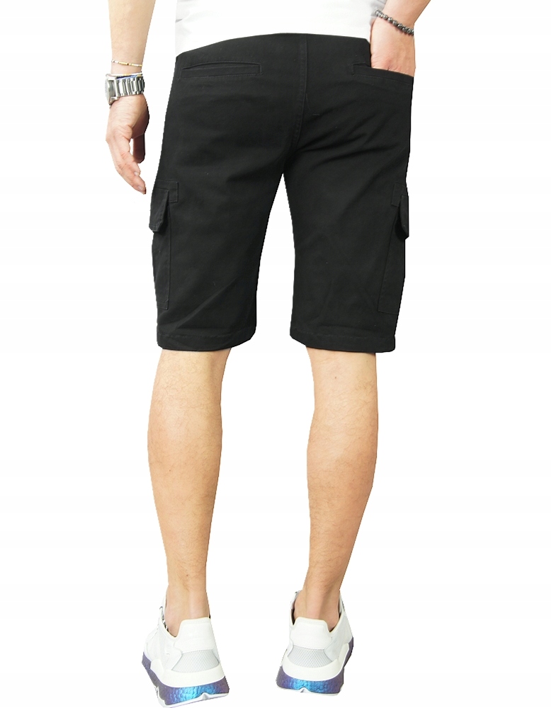 KRÓTKIE SPODENKI CZARNE BOJÓWKI GUMKA KIESZENIE, L Rozmiar L