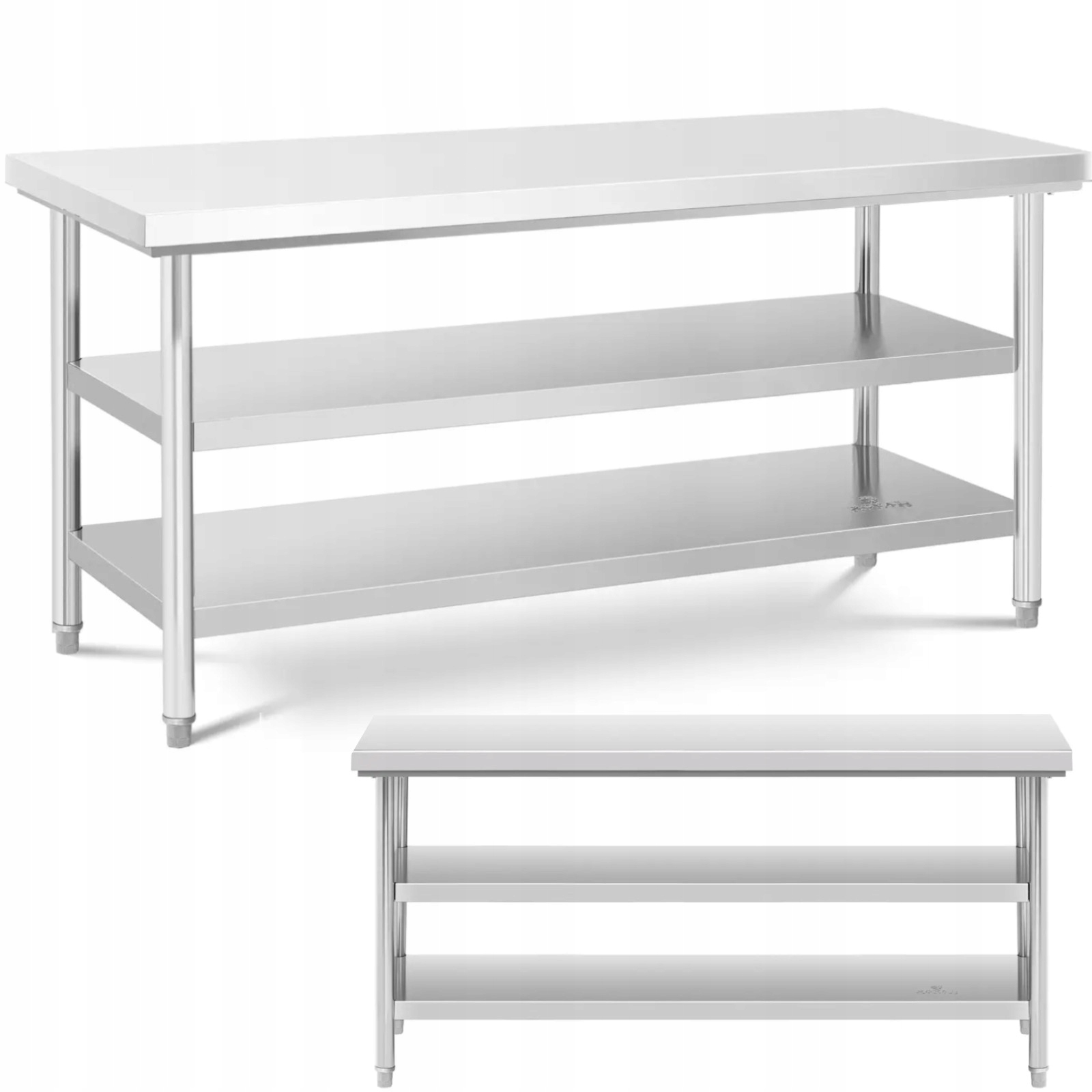 Stůl pracovní deska centrální ocelová 2 police 180 x 70 cm do 600 kg