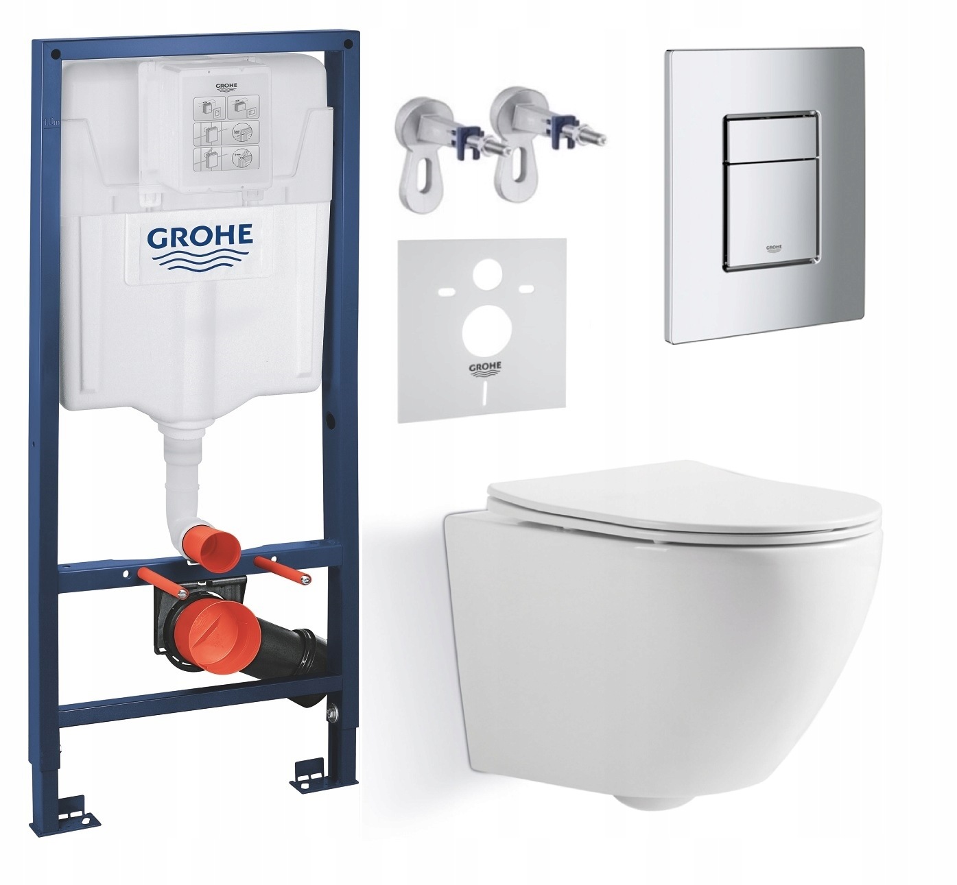 Podomietkový Wc set Grohe s miskou Lesna a tlačidlom Chróm