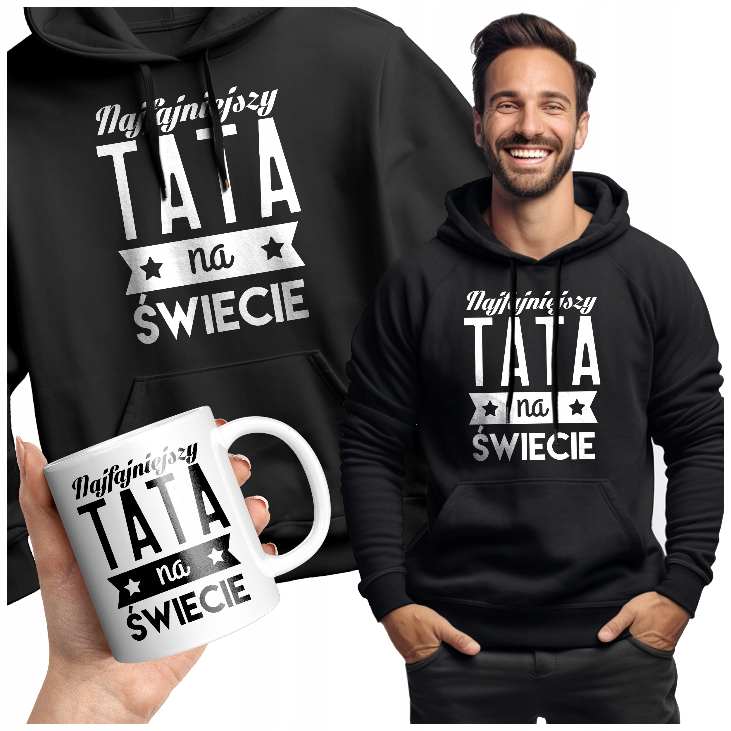 Pánská Mikina Nejkrásnější Táta Na Světě Dárek Teplá Klokanka Hrnek