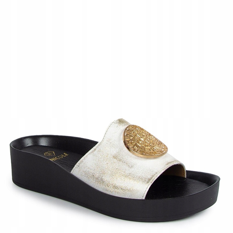 Nicole 2920 Zlato Béžové Kožené Nazouváky 40