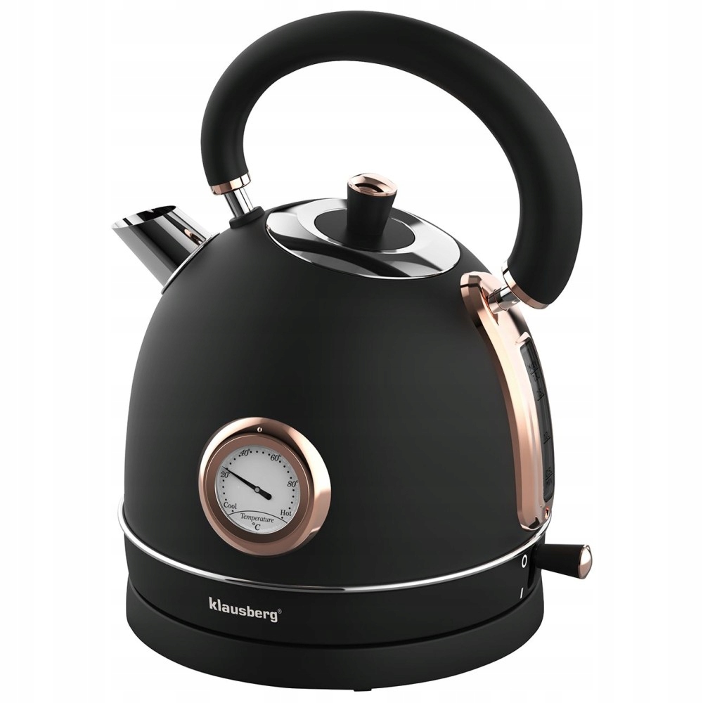 Rychlovarná konvice 1,8 l černá/růžovo-zlatá s teploměrem 2200W Klausberg