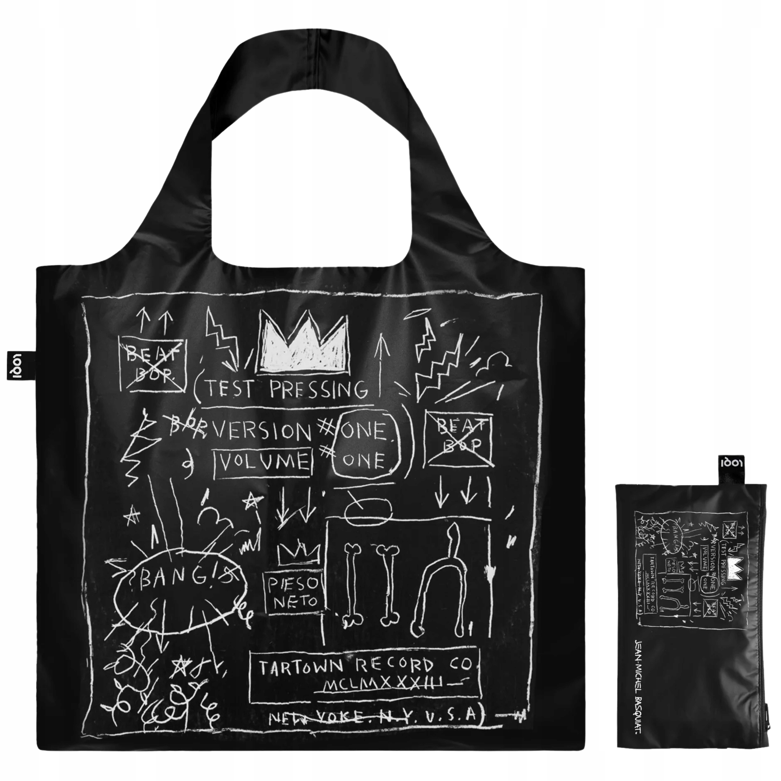 Příruční taška Loqi Basquiat Crown Black Nákupní taška na rámu