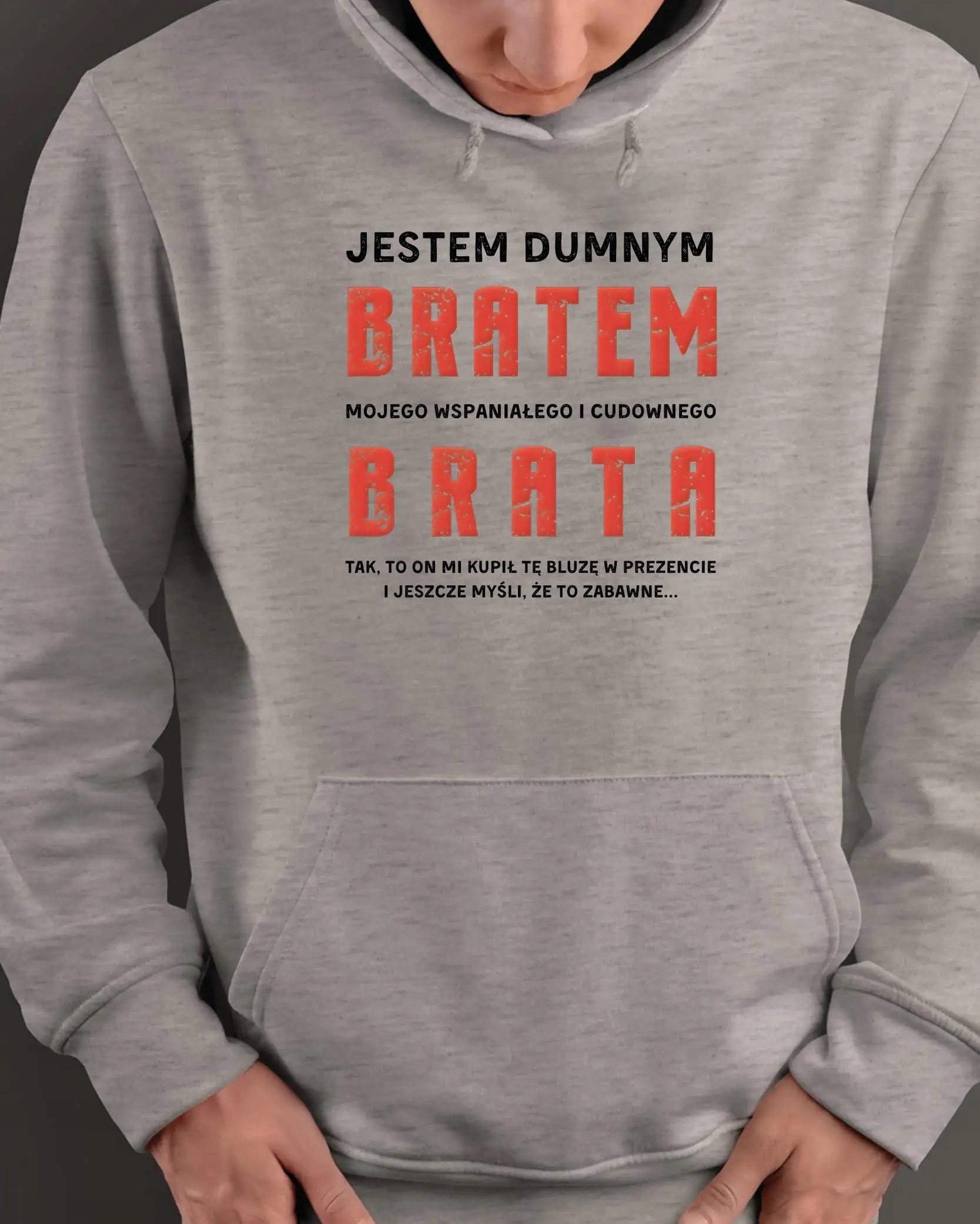 Mikina s kapucí Dárek pro bratra od bratra Zábavný Legrační Šedá XXL