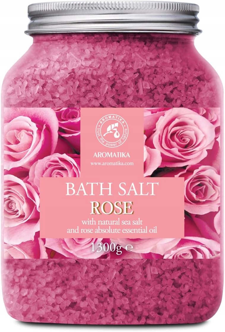 Růžová sůl do koupele 1300 g relaxační hydratace posílení nehtů