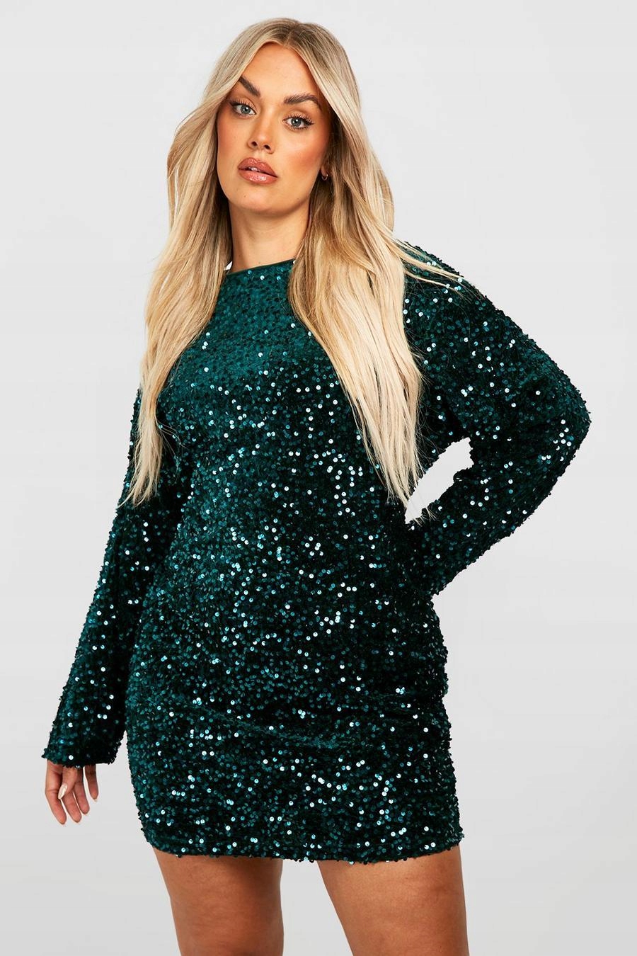 CC37207 Boohoo Kobaltová Šaty Mini Zdobená Flitry Velur (8) 46