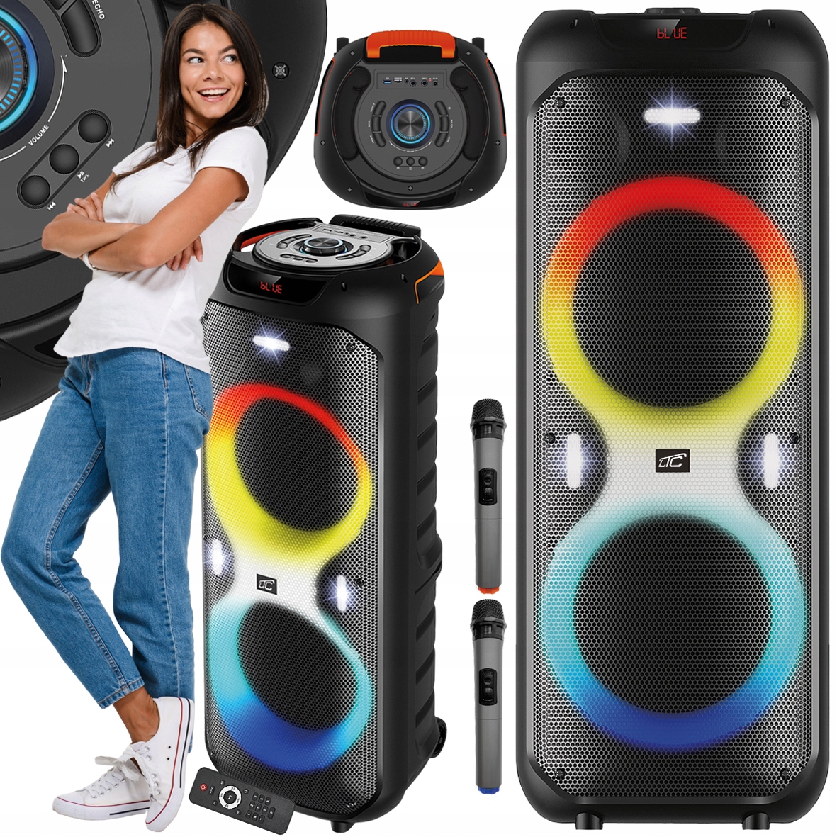 OGROMNY GŁOŚNIK BEZPRZEWODOWY PRZENOŚNY LTC KARAOKE BLUETOOTH 600W