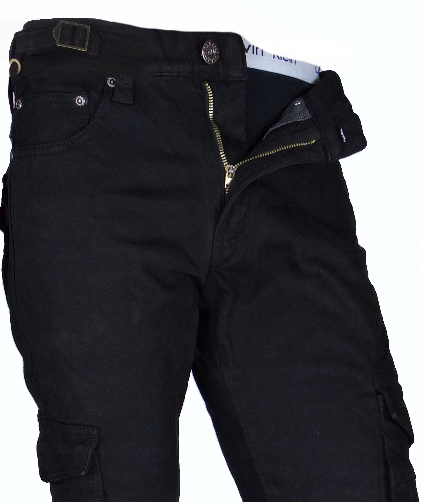 Spodnie Bojówki CZARNE r 39 L30 WORK-Y Krótsze Rozciągliwe Różne Rozmiary Materiał dominujący bawełna