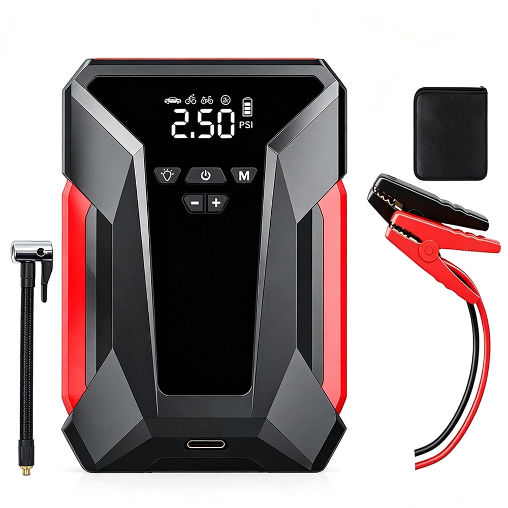 Automobilový štartér 10000 mAh so vzduchovou pumpou kompresora 2v1