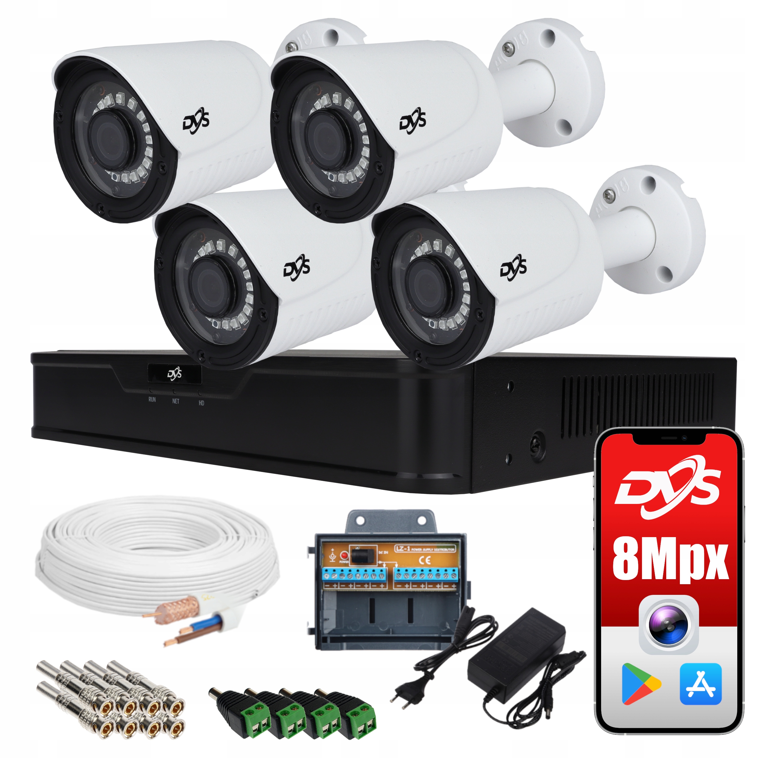 

Zestaw Monitoringu 4 Kamery 8MPX 4K Uhd Zewnętrzne
